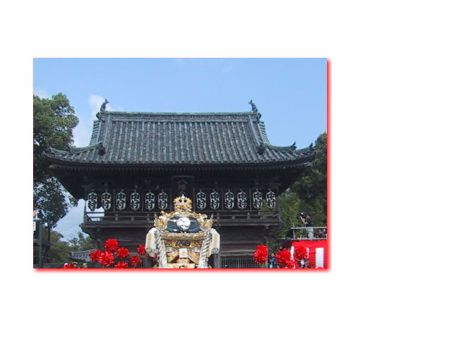 松原八幡神社楼門前へ厩松原村屋台到着